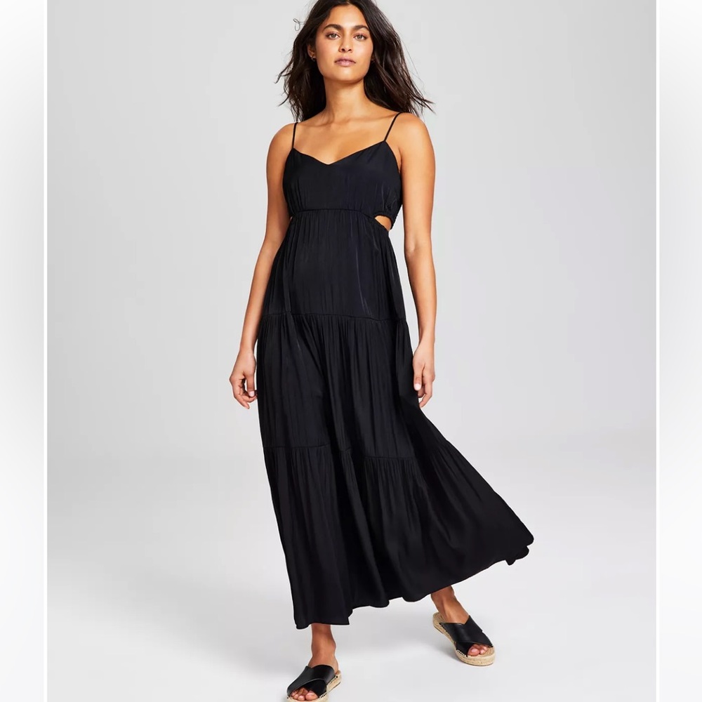AND NOW THIS | side cut-out tiered maxi dress.